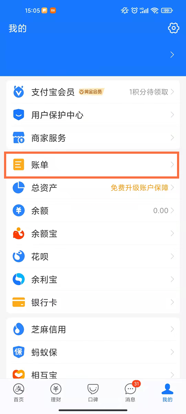 支付寶怎么查一年的支出和收入