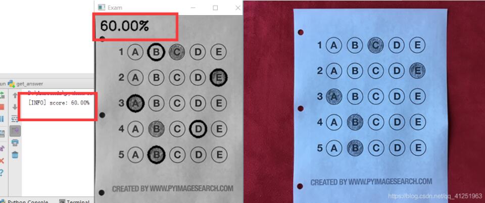 python OpenCV實現(xiàn)答題卡識別判卷