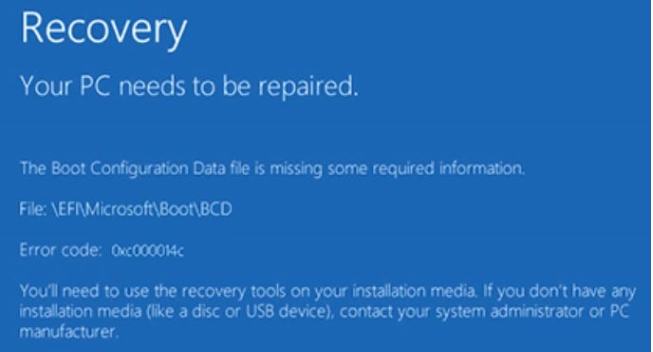 Win10電腦藍屏重啟也無法進入系統(tǒng)提示0xc000014c錯誤代碼怎么解決？