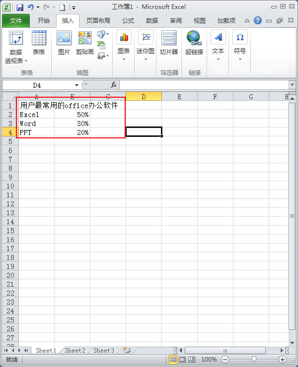 使用Excel2010如何制作簡單扇形統(tǒng)計圖？