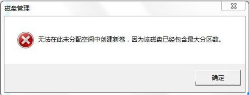 Win7旗艦版磁盤未分配空間無法新建分區怎么回事？