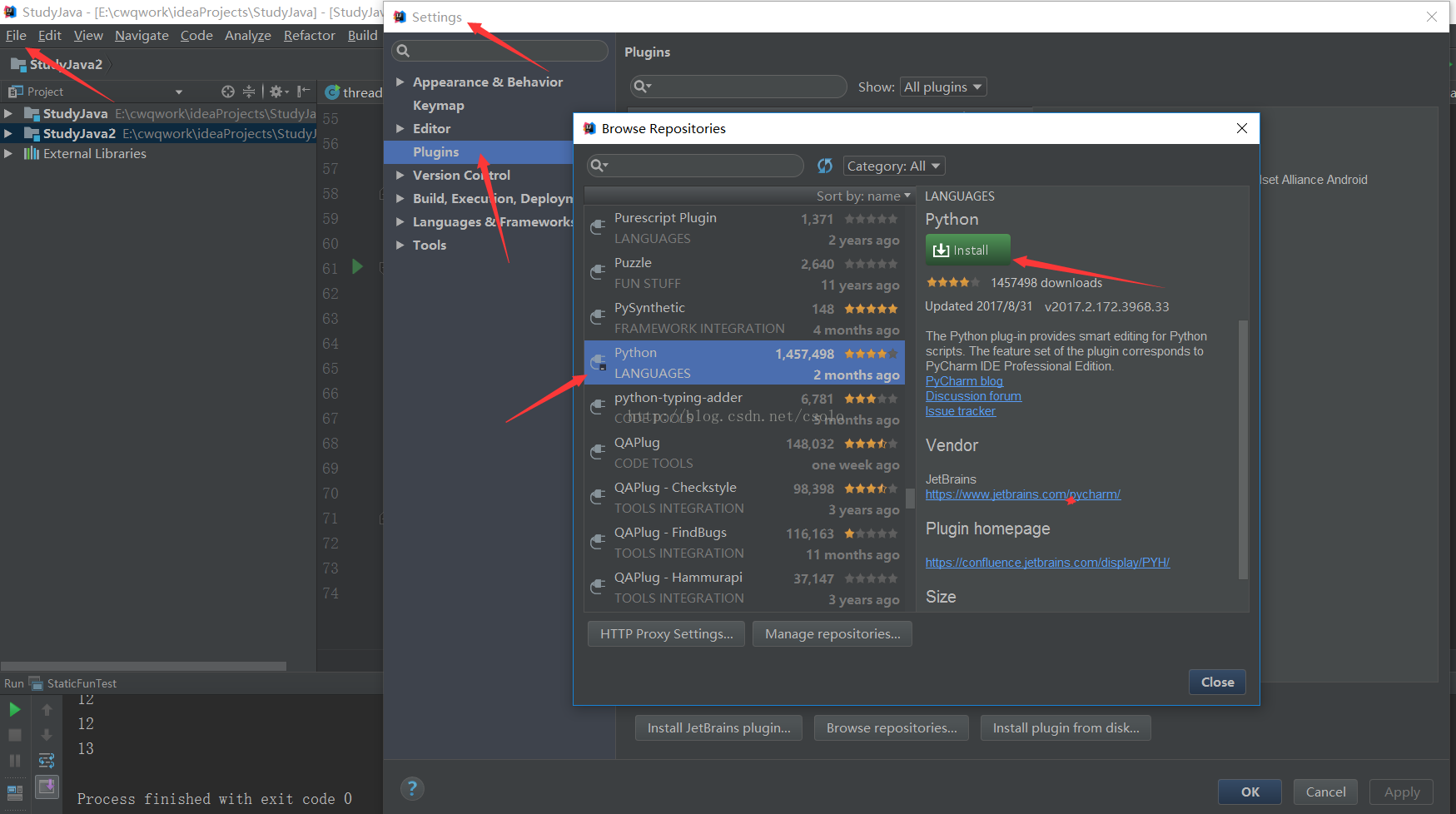 python與idea的集成的實現