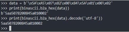 Python 字節流,字符串,十六進制相互轉換實例(binascii,bytes)