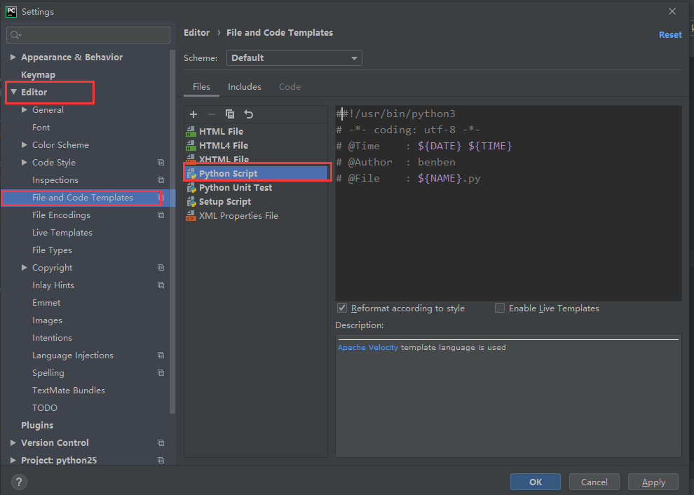 pycharm設(shè)置python文件模板信息過(guò)程圖解