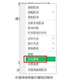 QQ音樂怎么置頂歌詞 置頂歌詞的兩種操作方式介紹