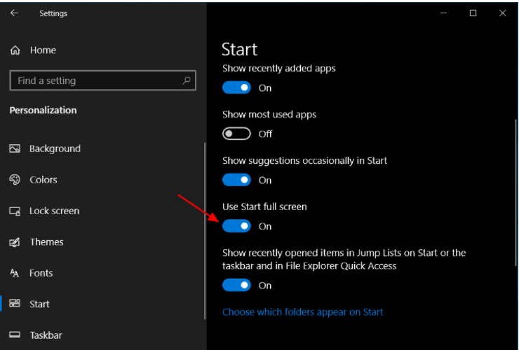 Win10開始菜單怎么設(shè)置全屏顯示？