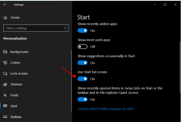 Win10如何設置全面屏菜單？Win10設置全面屏菜單的方法