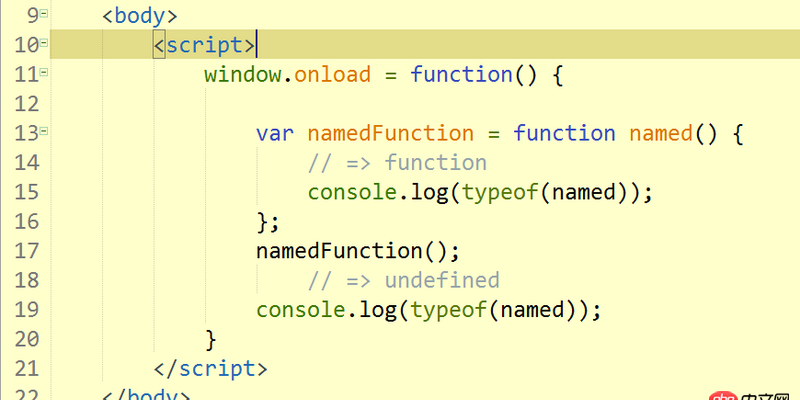 javascript - console.log(typeof(named));的位置不同，第二個為什么會顯示undefined ？