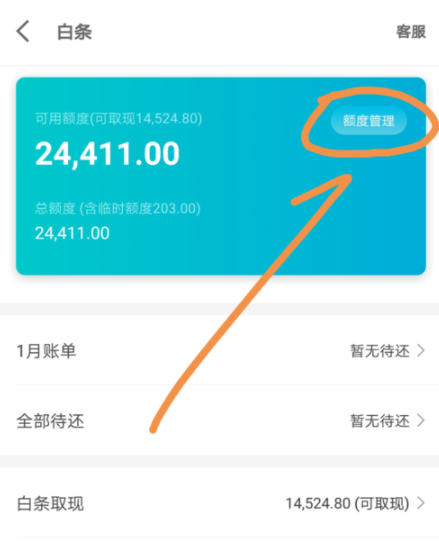 京東金融APP調整白條固定額度的操作過程