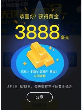 支付寶1毫克黃金值多少錢 支付寶1毫克黃金價值多少