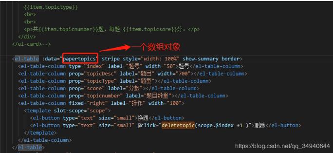 vue+element獲取el-table某行的下標,根據下標操作數組對象方式