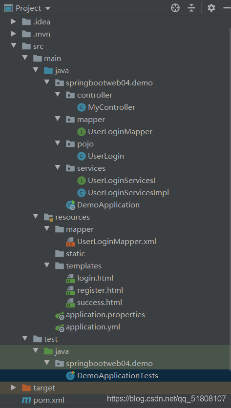 IDEA下創(chuàng)建SpringBoot+MyBatis+MySql項(xiàng)目實(shí)現(xiàn)動(dòng)態(tài)登錄與注冊(cè)功能
