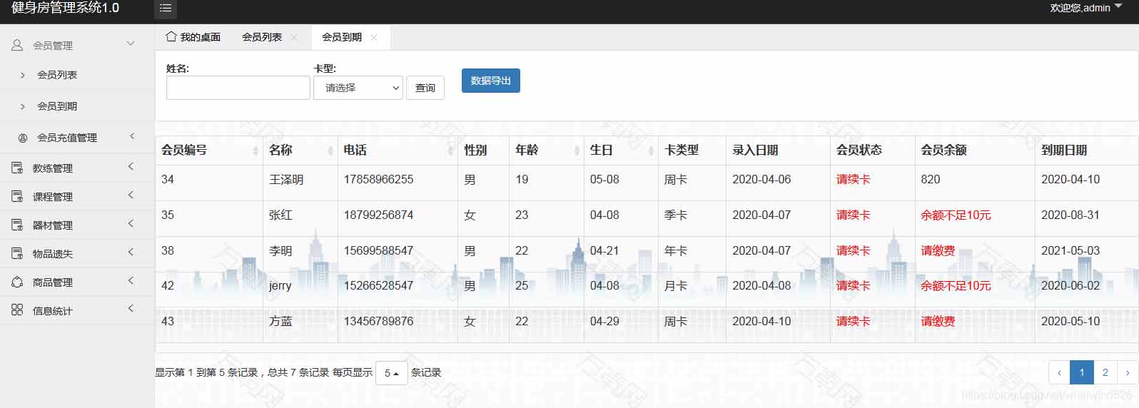 使用Springboot實現健身房管理系統