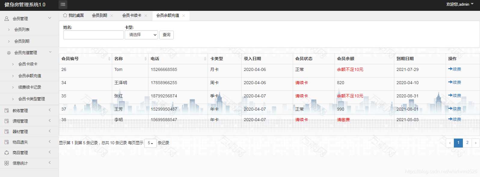 使用Springboot實現健身房管理系統