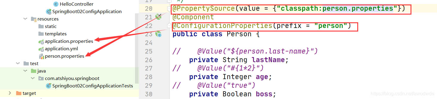 springboot @ConfigurationProperties和@PropertySource的區別