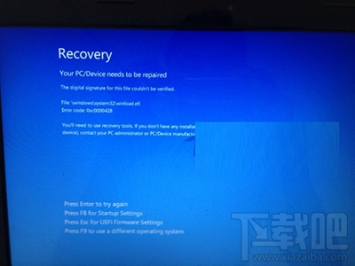 Win10系統開不了機出現Recovery藍屏怎么解決