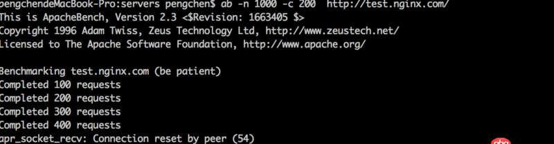 在mac pro 上搭建了nginx 服務器，一個簡單的html頁面，200并發都扛不住，為什么