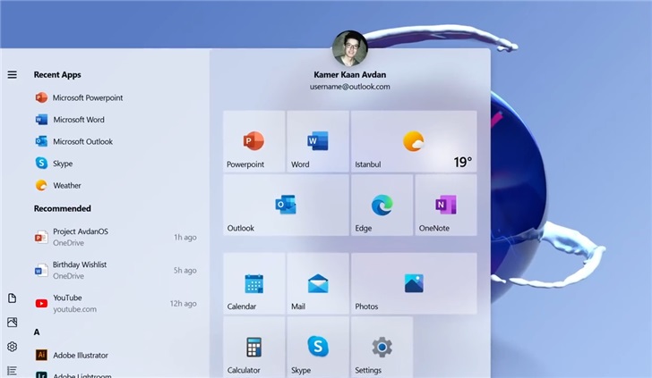 Windows20概念設計展示 全新系統界面與特色操作界面
