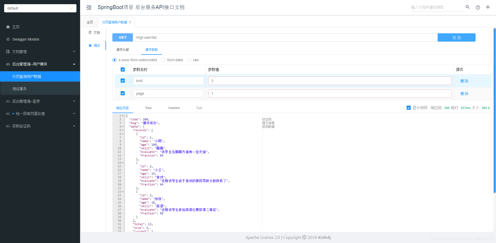 SpringBoot中整合knife4j接口文檔的實踐