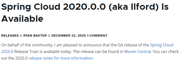 Spring Cloud 2020.0.0正式發(fā)布再見(jiàn)了Netflix