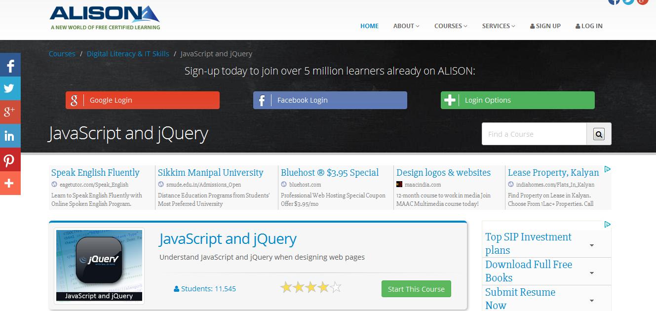 十大免費教程資源幫助新手快速學習JavaScript