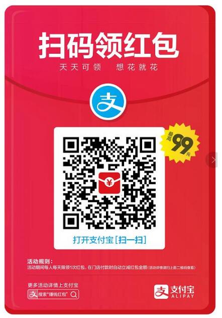 支付寶領紅包活動再升級 每天可領兩個紅包