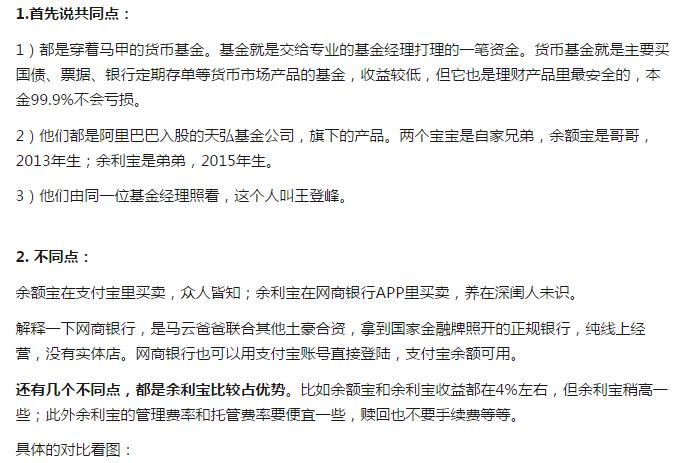 余額寶和余利寶哪個好用？余額寶和余利寶有什么區別？