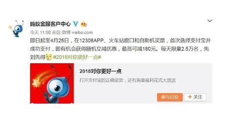 支付寶買火車票立減活動是什么？支付寶買火車票隨機減180元每天限量多少