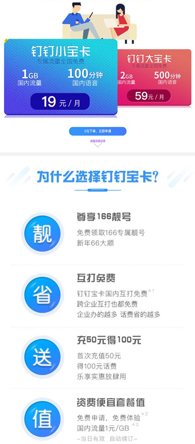 阿里再度與聯(lián)通推出超優(yōu)惠套餐“釘釘寶卡”