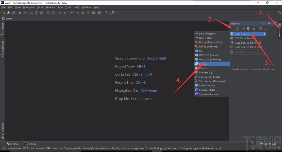 phpstorm調用數據庫的方法