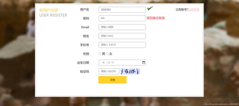 JS、CSS和HTML實現注冊頁面