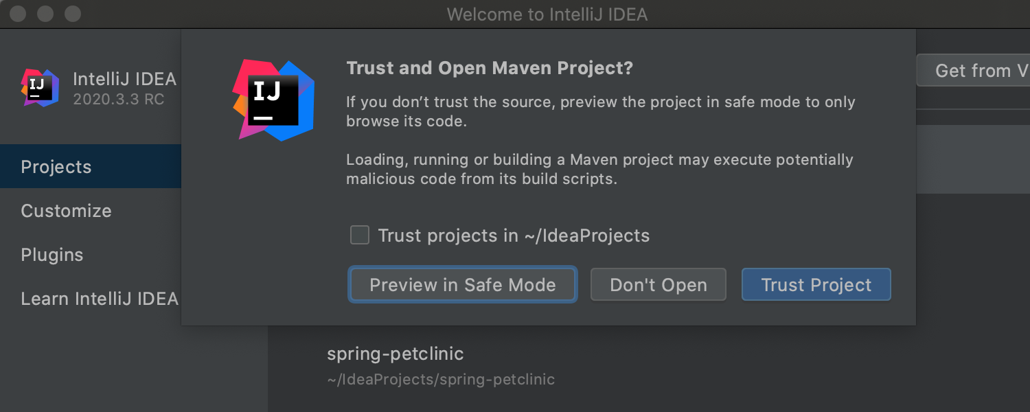 IntelliJ IDEA 2020.3.3現已發布!新增“受信任項目”功能