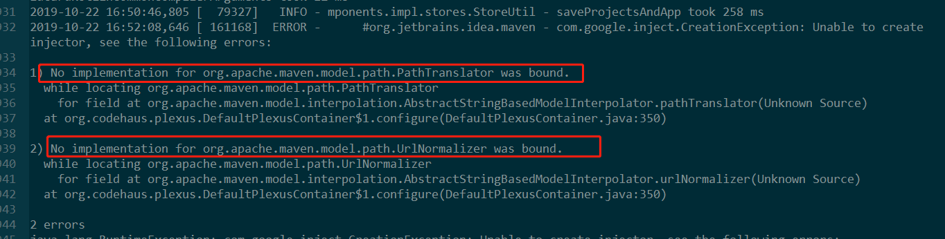 Intellij IDEA 與maven 版本不符 Unable to import maven project See logs for details: No implementation for org.apache.maven.model.path.PathTranslator was bound