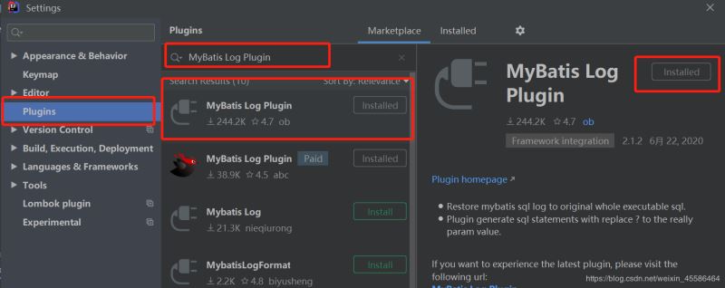 在IDEA中安裝MyBatis Log Plugin插件,執行mybatis的sql語句（推薦）