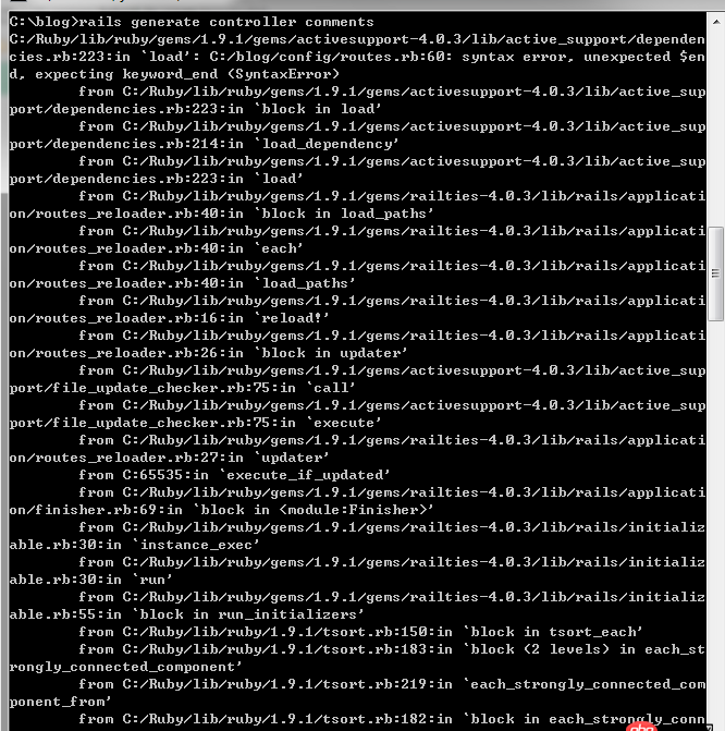 ruby - 【關(guān)于rails】cmd使用“rails generate controller Comments”報(bào)錯(cuò)