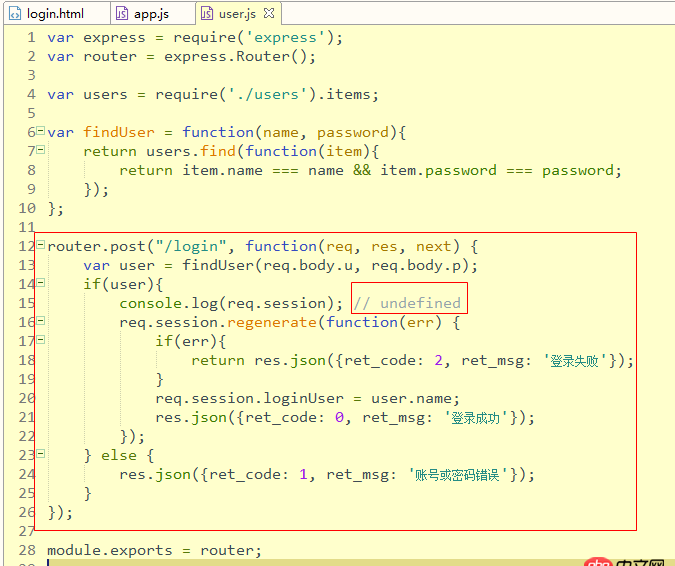 node.js - express router中無法獲取session