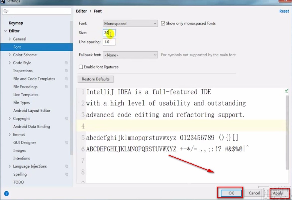 IntelliJ IDEA調(diào)整字體大小的方法