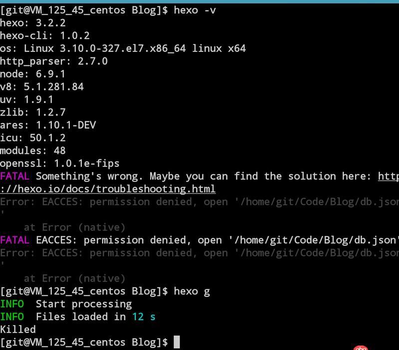 node.js - Linux(CentOs)下hexo生成文章被killed