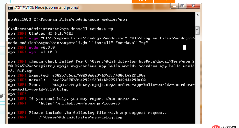 node.js - 安裝cordova時(shí)報(bào)錯(cuò)，怎么解決？