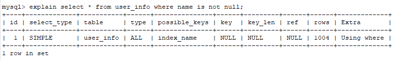 mysql IS NULL使用索引案例講解