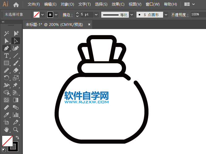 AI怎么繪制一個(gè)福袋的圖標(biāo)的方法