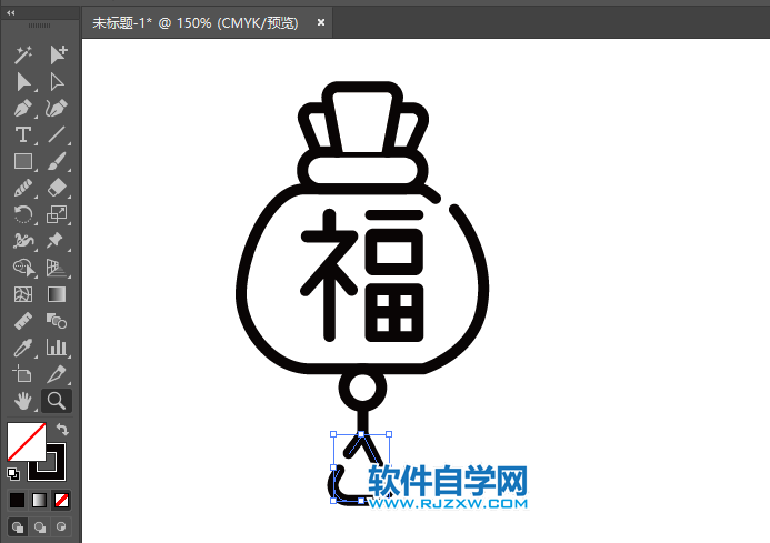 AI怎么繪制一個(gè)福袋的圖標(biāo)的方法