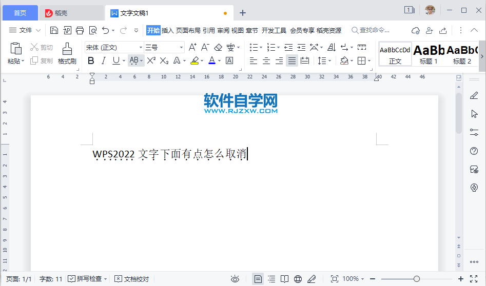 WPS2022文字下面有點(diǎn)怎么取消