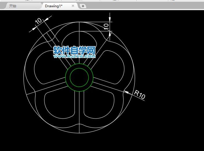CAD怎么畫五連花圓形的方法
