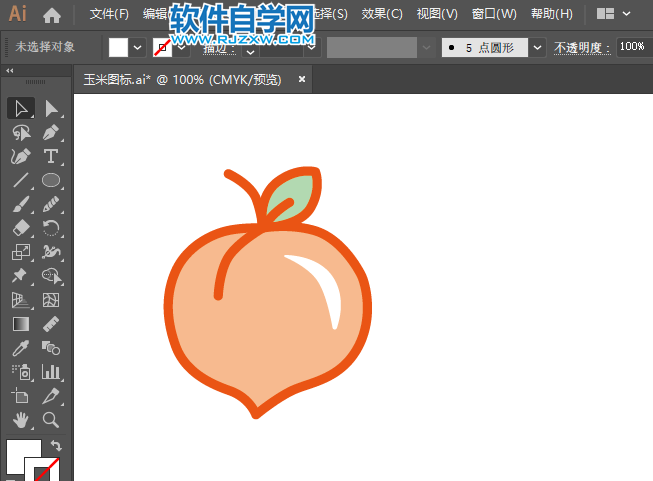 AI怎么畫畫桃子圖標(biāo)