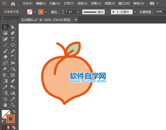 AI怎么畫畫桃子圖標(biāo)