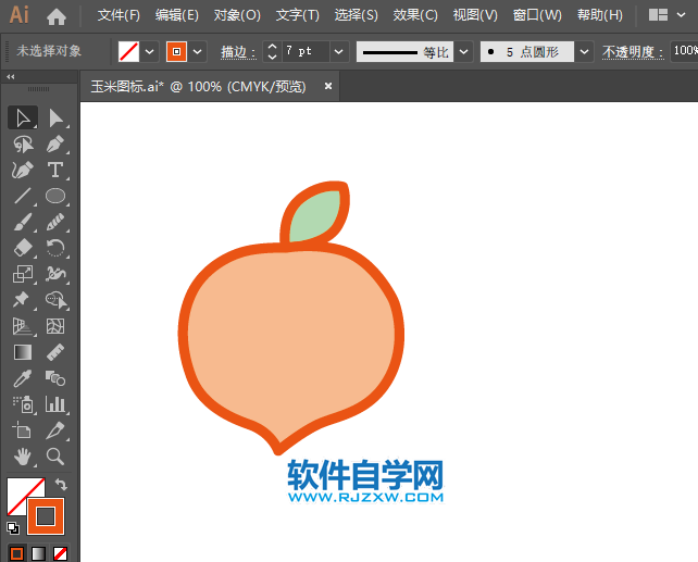 AI怎么畫畫桃子圖標(biāo)