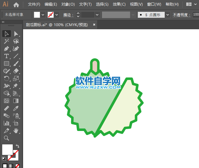 ai怎么畫榴蓮水果圖標