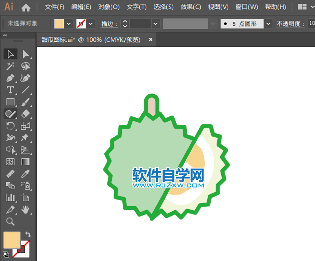 ai怎么畫榴蓮水果圖標