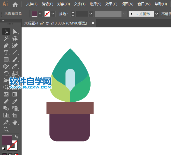 ai怎么畫百荷盆栽圖標